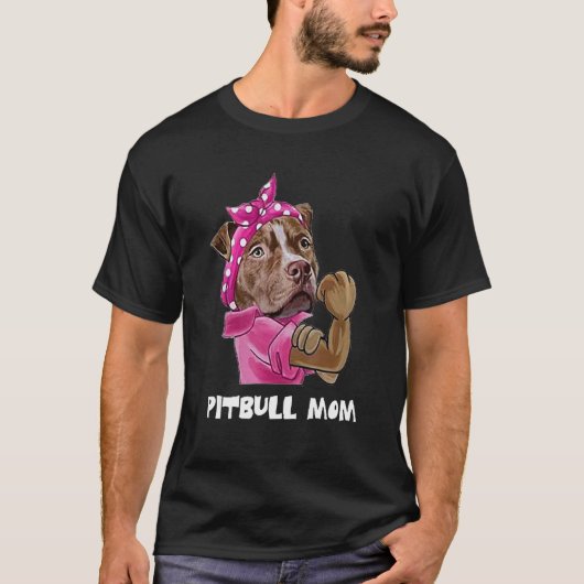 Pitbull Mom Ladies Dogs Tee T-shirt (Voorkant)