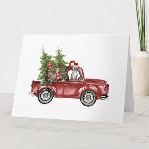 Pitbull op auto kerstornament leuke kerstcadeaus kaart