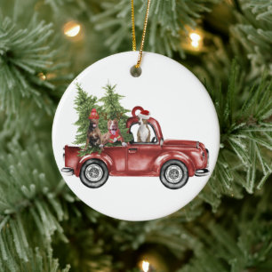 Pitbull op kerst-ornament voor de auto keramisch ornament