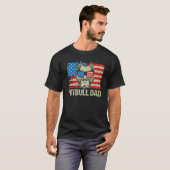 Pitbull Pap American Pit Bull Dog ons vlag 4th of T-shirt (Voorkant volledig)