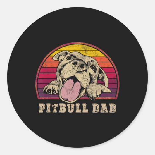 Pitbull papa lachend Pitbull op Ronde Sticker (Voorkant)