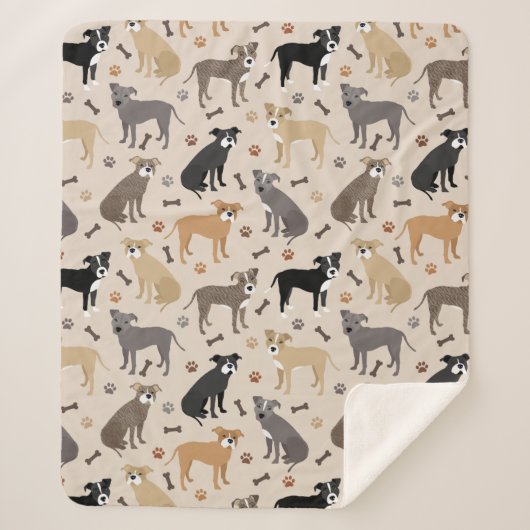Pitbull Paws en Botten Sherpa Blanket Deken (Voorkant)