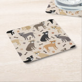Pitbull Paws en Botten Square Paper Onderzetter (Schuin)