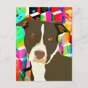Pitbull Portret Pop Art Briefkaart