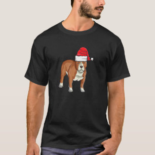 Pitbull-pup met kerstmuts Kerstvakantie T-shirt