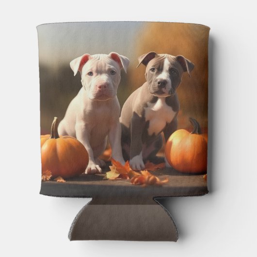 Pitbull Puppy Herfst Delight Pompoen Blikjeskoeler (Achterkant)