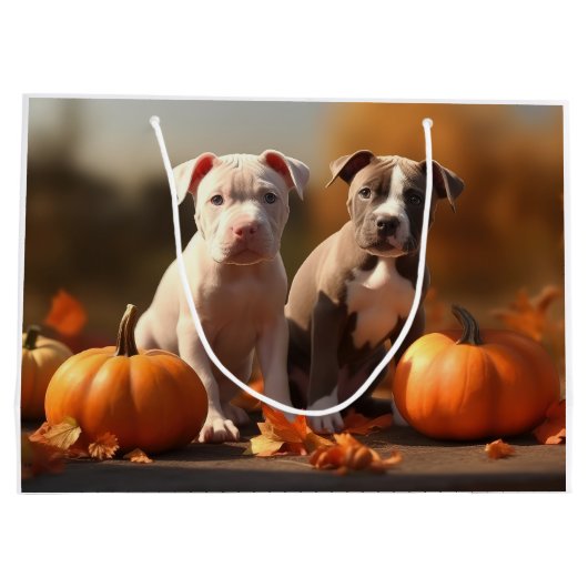 Pitbull Puppy Herfst Delight Pompoen Groot Cadeauzakje (Achterkant)