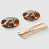 Pitbull Puppy Herfst Delight Pompoen Handwaaier (Niet-gemonteerd)