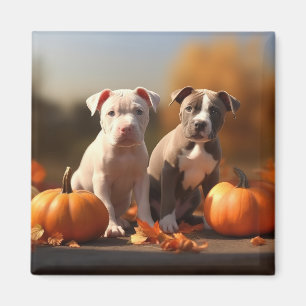 Pitbull Puppy Herfst Delight Pompoen Magneet