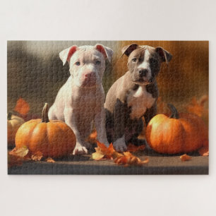 Pitbull Puppy Herfst Plezier Pompoen Legpuzzel