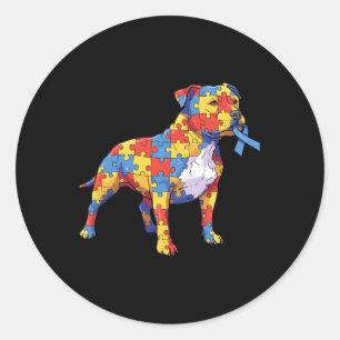 Pitbull Puzzel Autisme Bewustzijn Autistische Vrou Ronde Sticker