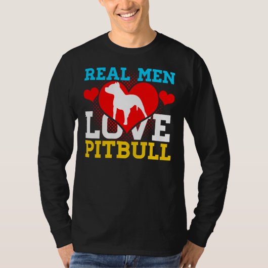 Pitbull Real Mannen Love Pitbull T-shirt (Voorkant)