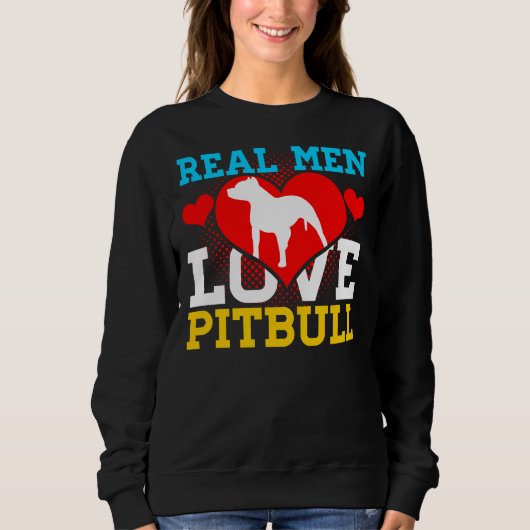 Pitbull Real Mannen Love Pitbull Trui (Voorkant)