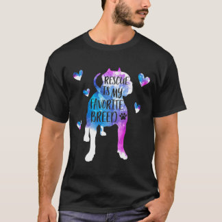 Pitbull Rescue is mijn favoriete Breedte Waterverf T-shirt