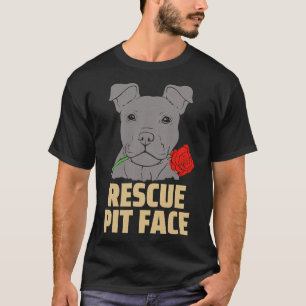 Pitbull Rescue Pit Face Funny Schattige T-shirt