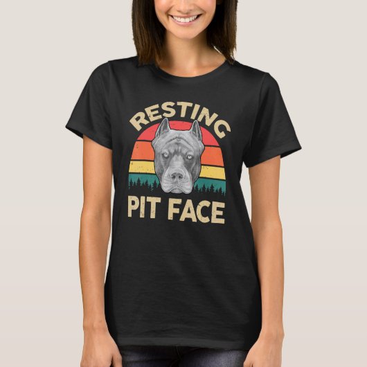 Pitbull Resting Pit Face Blue Pitbull Pap Pittie T-shirt (Voorkant)