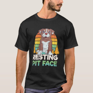  Pitbull Resting Pit Face Funny Dog Lover D T-shirt