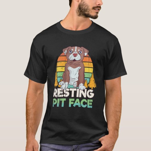  Pitbull Resting Pit Face Funny Dog Lover D T-shirt (Voorkant)
