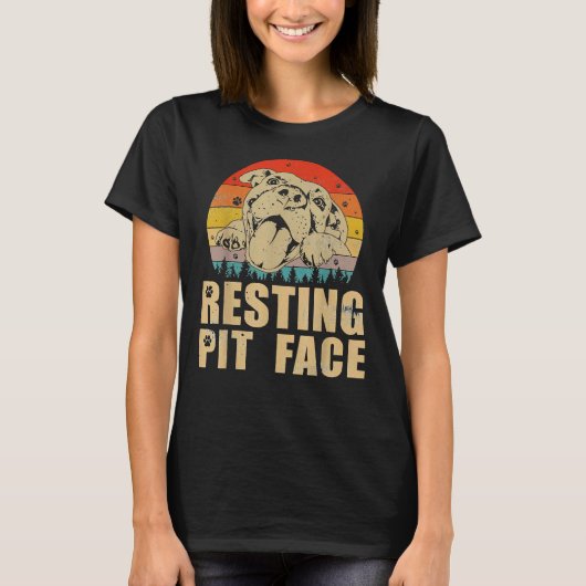  Pitbull Resting Pit Face Funny Pitbull T-shirt (Voorkant)