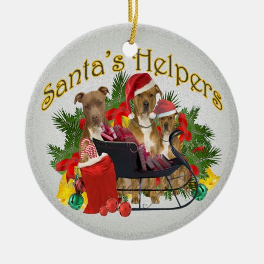 Pitbull Santa's Helper Ornament (Voorkant)