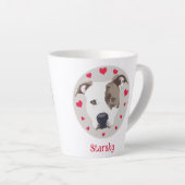 Pitbull Schattige Red Hearts Pet Love Illustration Latte Mok (Rechterhoek)