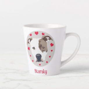 Pitbull Schattige Red Hearts Pet Love Illustration Latte Mok