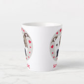 Pitbull Schattige Red Hearts Pet Love Illustration Latte Mok (Voorkant)