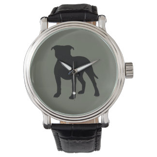 Pitbull Silhouette Horloge