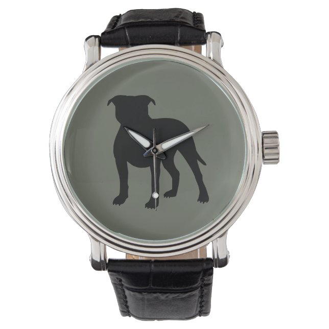 Pitbull Silhouette Horloge (Voorkant)