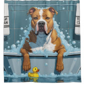 Pitbull Sloppy Sleepy Schattige Grappig Douchegordijn (Voorkant)