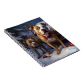 Pitbull Sneeuw Slede Kerst Decoratie Notitieboek (Rechterzijde)