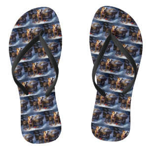 Pitbull Snowy Sleigh Kerst Decor Teenslippers