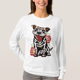 Pitbull Sugar Skull for Women Mannen Pitbull Mam P T-shirt