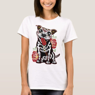 Pitbull Sugar Skull voor Vrouwen, Mannen Pitbull M T-shirt