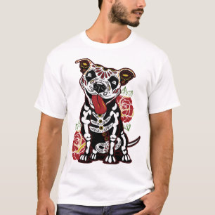 Pitbull Sugar Skull voor Vrouwen, Mannen Pitbull M T-shirt