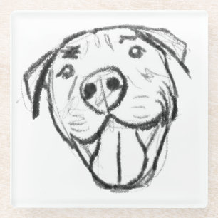 pitbull tekening eenvoudig hondenliefhebbers zwart glazen onderzetter