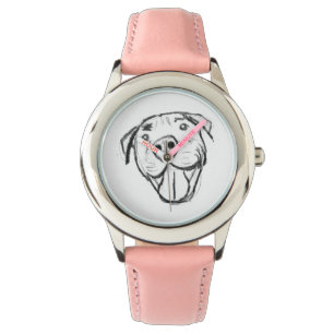 pitbull tekening eenvoudig hondenliefhebbers zwart horloge