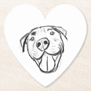 pitbull tekening eenvoudig hondenliefhebbers zwart kartonnen onderzetters