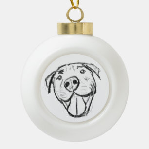 pitbull tekening eenvoudig hondenliefhebbers zwart keramische bal ornament