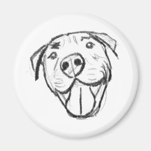 pitbull tekening eenvoudig hondenliefhebbers zwart magneet