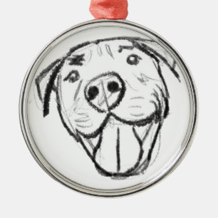 pitbull tekening eenvoudig hondenliefhebbers zwart metalen ornament