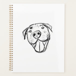 pitbull tekening eenvoudig hondenliefhebbers zwart planner