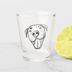 pitbull tekening eenvoudig hondenliefhebbers zwart shot glas