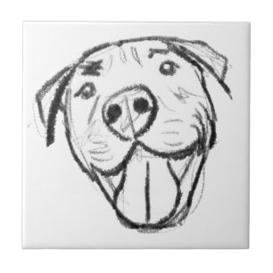 pitbull tekening eenvoudig hondenliefhebbers zwart tegeltje
