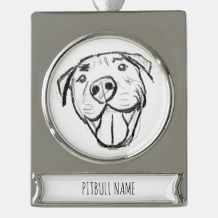pitbull tekening eenvoudig hondenliefhebbers zwart verzilverd banner ornament