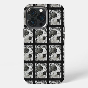 Pitbull telefoonhoesje hond zwart en wit pit bull  iPhone 13 pro hoesje