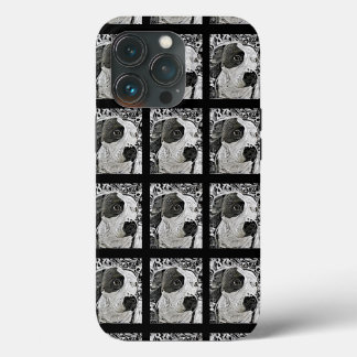 Pitbull-telefoonhuls hond zwart-wit iPhone 13 pro hoesje