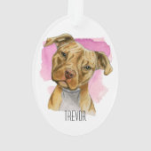 Pitbull Terrier Dog Head Tilt | Jouw namen toevoeg Ornament (achterkant)