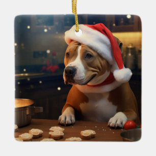 Pitbull Terrier Kerstkoekjes Feestelijke vakantie Keramisch Ornament