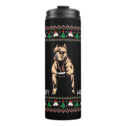 Pitbull Ugly KerstSweater Thermosbeker (Voorkant)